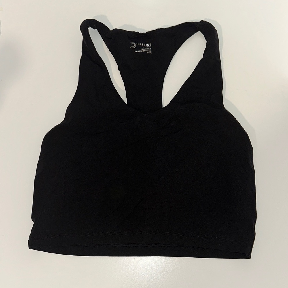 Aerie Offline Black Racerback Sports Bra
